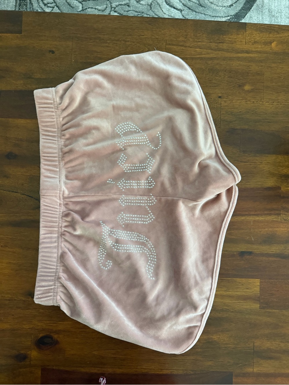Juicy Couture Pink Velour Big Bling Rhinestone Sleep Lounge Shorts Medium